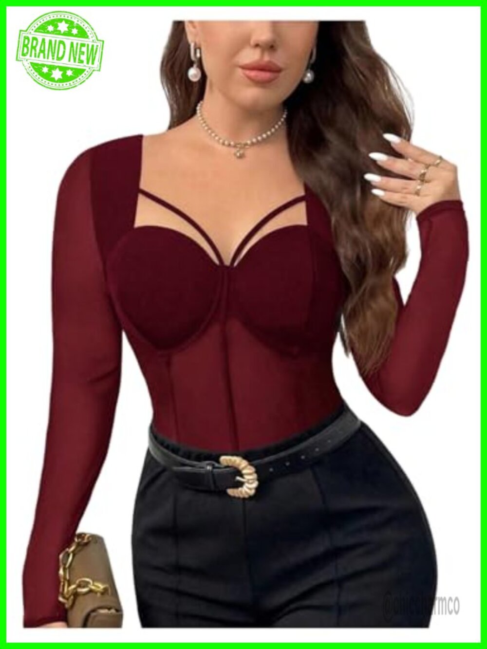 Plus Size Mesh Long Sleeve Bustier Corset Top Going Out Party Date Night